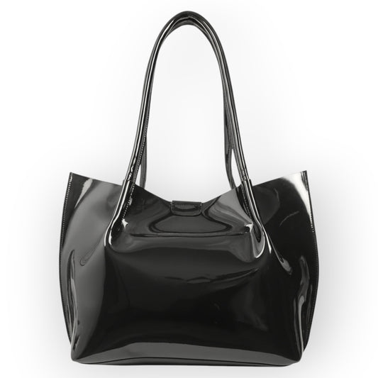 Glossy Black Tote Bag – Urban Shine Edition