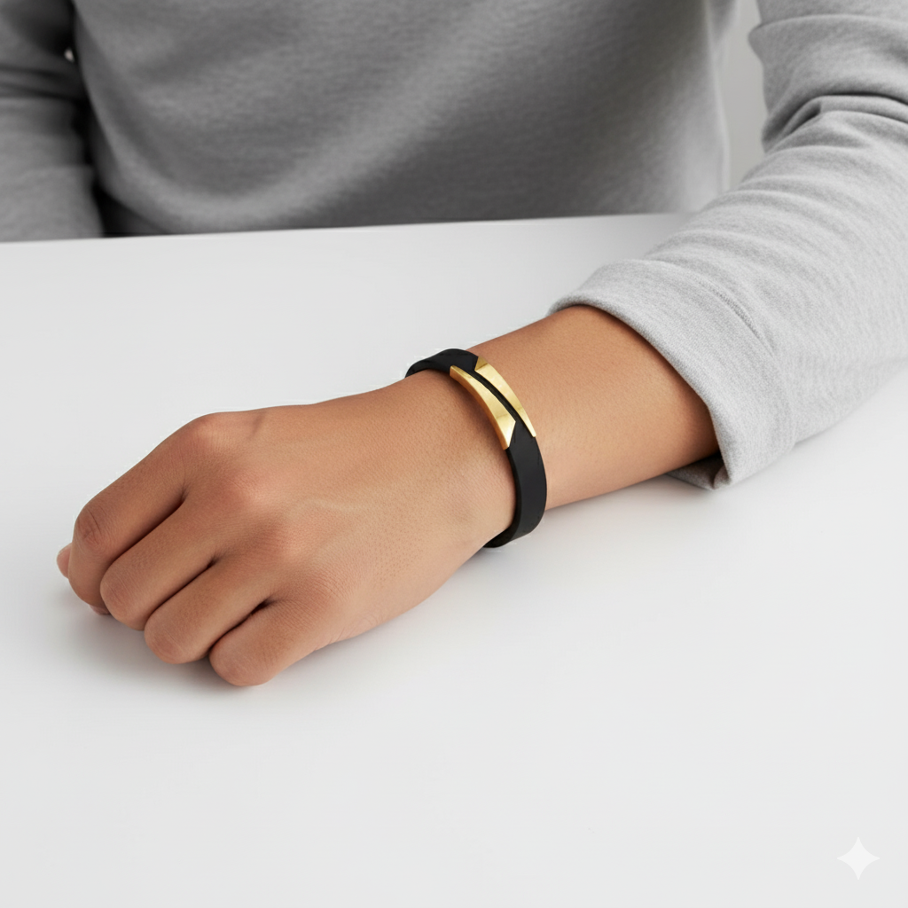 Black & Gold Luxe Stainless Steel Bracelet for Men