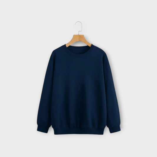 Luxe Minimalist Navy Crew Sweatshirt