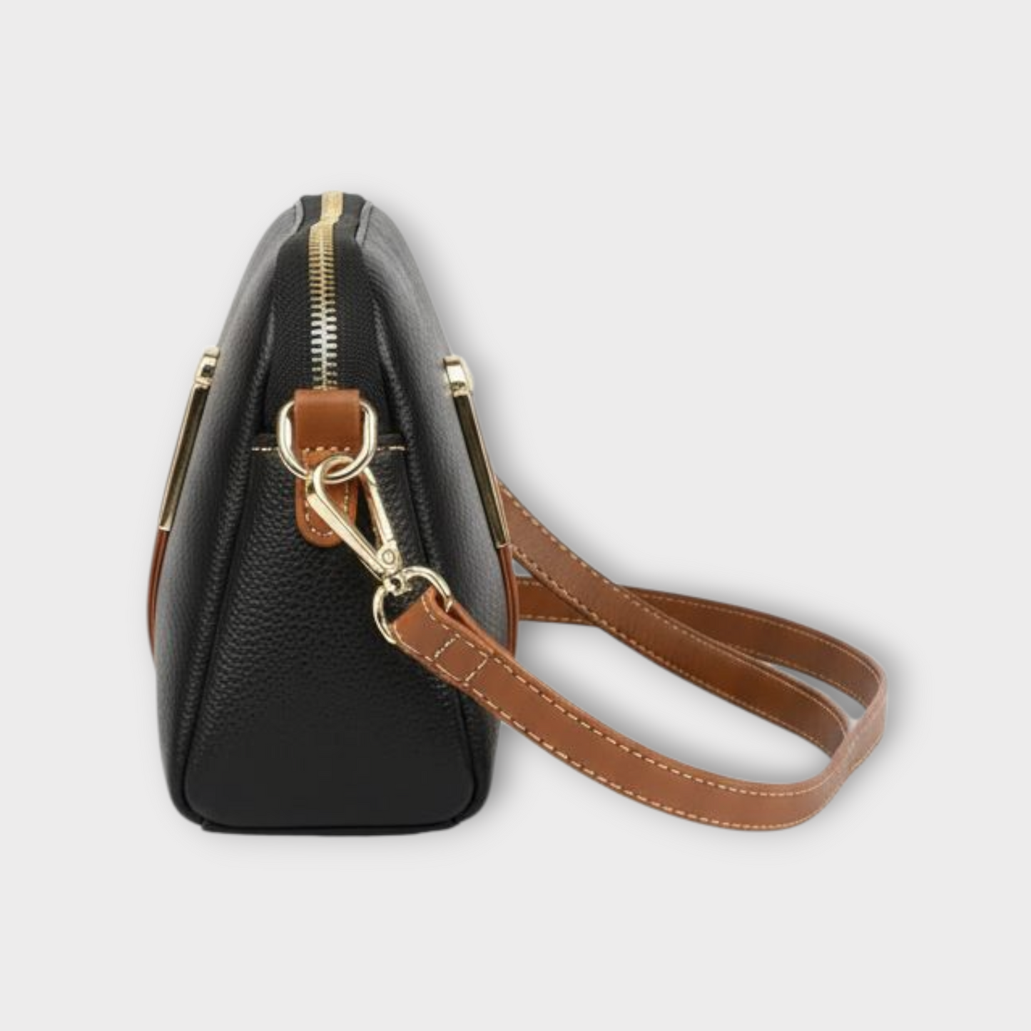 Black Faux Leather Sling Bag