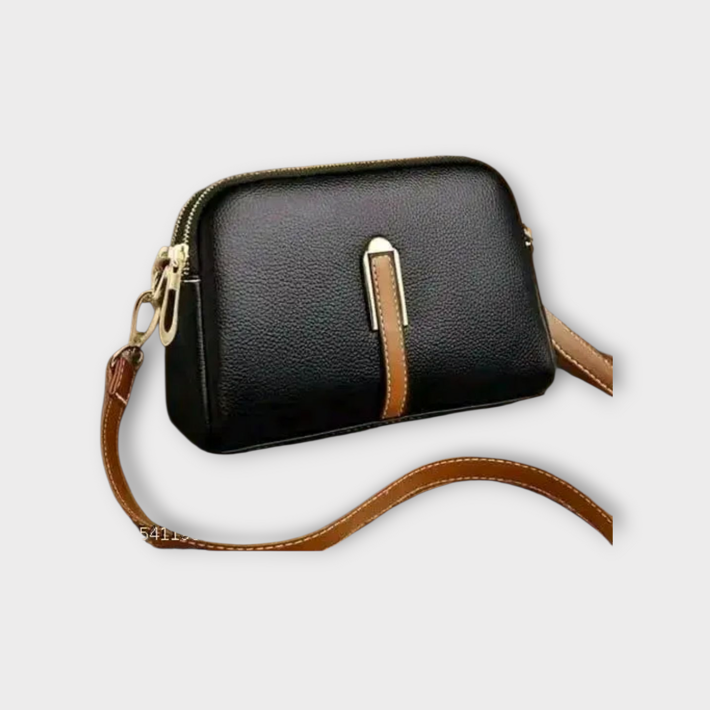 Black Faux Leather Sling Bag