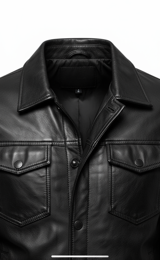 Evoque Paris Luxe Black Leather Shacket