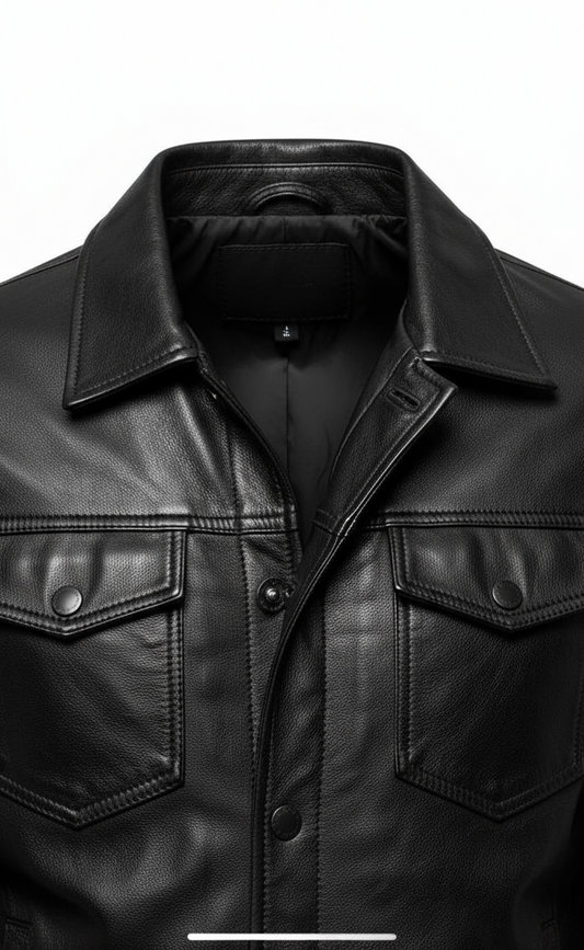 Evoque Paris Luxe Black Leather Shacket